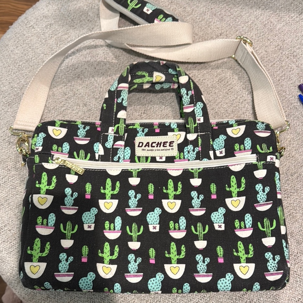 Black Cactus Print Women's Bag